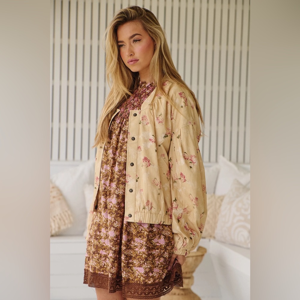 Free People Rory Floral Bomber Jacket - Picture 6 of 13